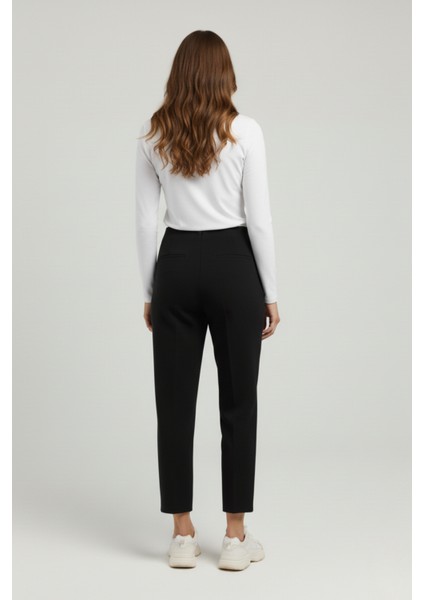 Kadın Yüksek Bel Lastikli Pensli Balon Krep Pantolon – Siyah fiyatları