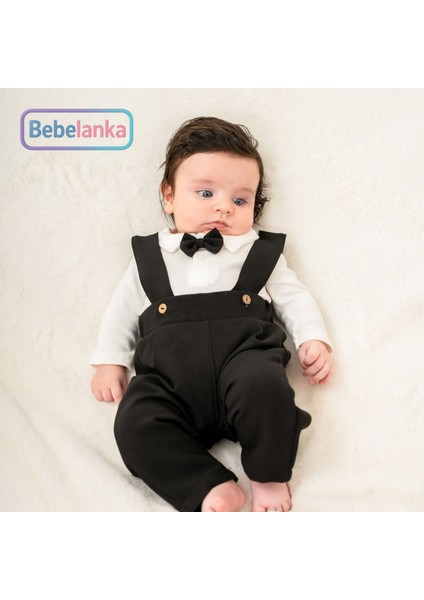 Erkek Bebek %100 Pamuk Kürk Yakalı Hırka Papyonlu Body Pantolon 3'lü Takım 563568 modelleri