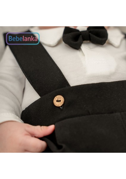 Erkek Bebek %100 Pamuk Kürk Yakalı Hırka Papyonlu Body Pantolon 3'lü Takım 563568 indirimleri