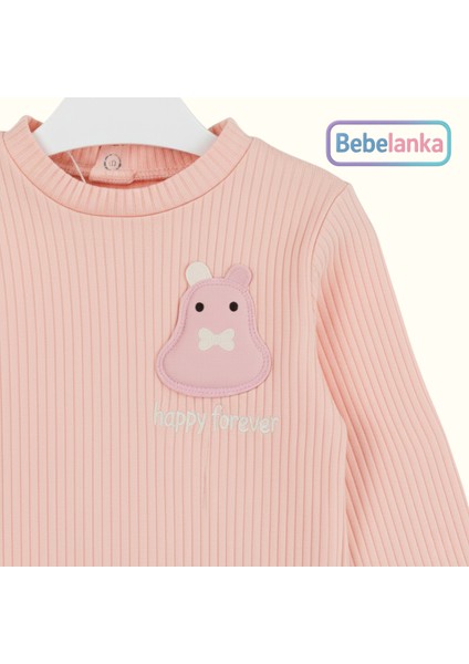 Kız Bebek %100 Pamuk Fitilli Ayıcık Nakışlı Pembe Pijama Takımı 2'li 265727 fırsatları