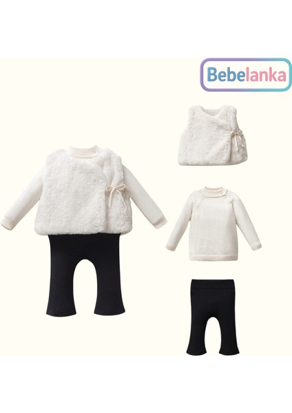 Kız Çocuk %100 Pamuk Peluş Yelekli Kazak Tayt 3'lü Lisanslı Kışlık Takım 410767 fiyatları