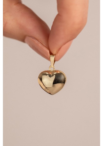 14 Ayar Altın Orta Boy Kalp Kolye Ucu