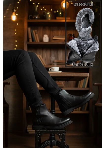 Içi Kürklü Fermuarlı Chelsea Hakiki Deri Erkek Bot modelleri