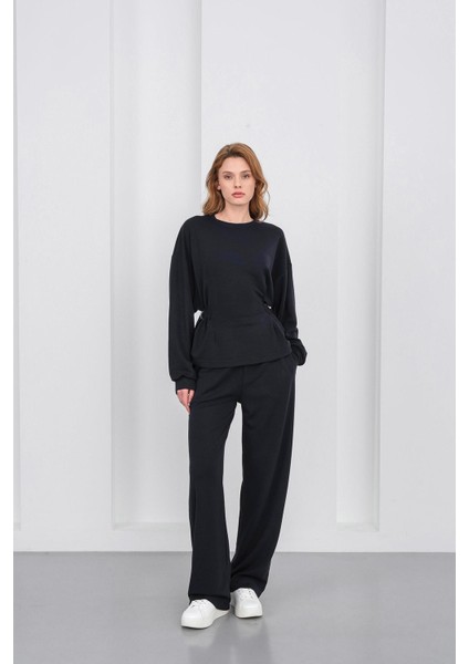 Koyu Lacivert Kadın Premium Modal D Toka Süs Kemerli Alt-Üst Takım