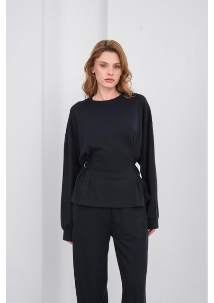 Koyu Lacivert Kadın Premium Modal D Toka Süs Kemerli Alt-Üst Takım fırsatları