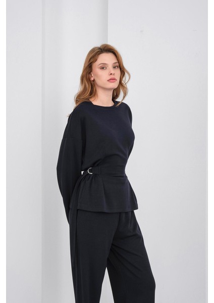 Koyu Lacivert Kadın Premium Modal D Toka Süs Kemerli Alt-Üst Takım indirimleri