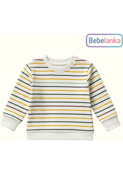 Erkek Bebek Çizgili Sweatshirt Şişme Yelek ve Pantolon 3'lü Takım 308432 fiyatları