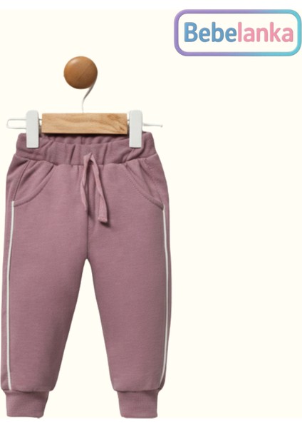 Kız Çocuk Mürdüm Kapüşonlu Sweatshirt ve Şeritli Eşofman Altı Takımı 676286 fırsatları