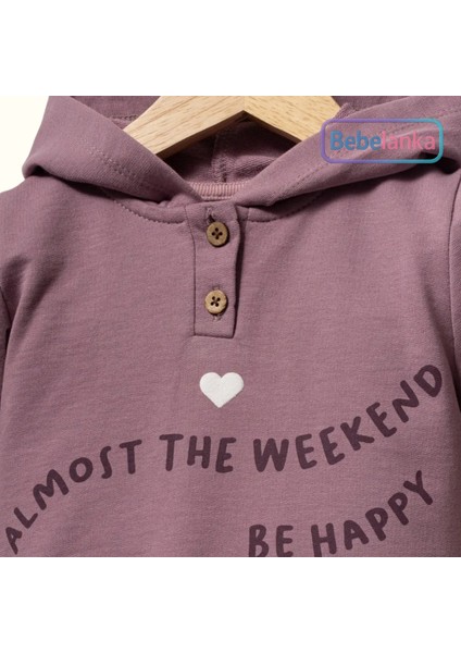 Kız Çocuk Mürdüm Kapüşonlu Sweatshirt ve Şeritli Eşofman Altı Takımı 676286 indirimleri