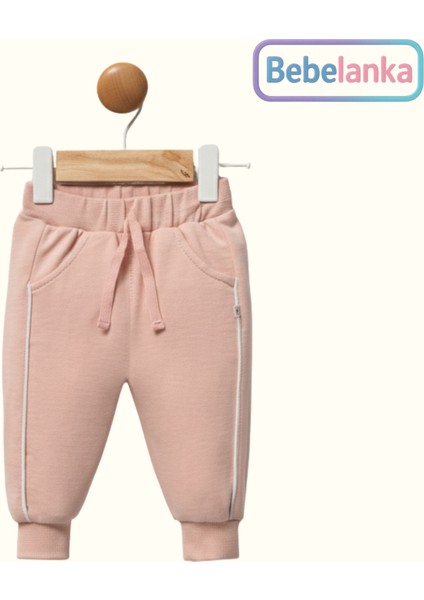 Kız Çocuk %100 Pamuk Baskılı Pembe Kapüşonlu Eşofman Takımı 2'li 382463 fırsatları