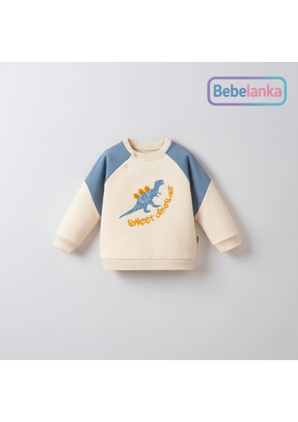 Erkek Çocuk %100 Pamuk Mavi Dinazor Baskılı Renk Bloklu Eşofman Takımı 946528 fiyatları