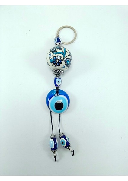 Nazar Boncuğu Anahtarlık El Yapımı Cam Aksesuar Çini Desenli Seramik Detaylı Hediyelik Eşya fiyatları