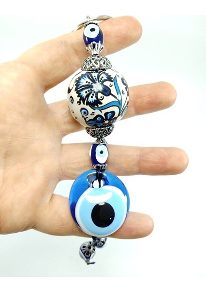 Nazar Boncuğu Anahtarlık El Yapımı Cam Aksesuar Çini Desenli Seramik Detaylı Hediyelik Eşya modelleri