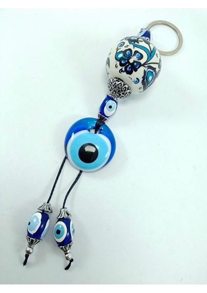 Nazar Boncuğu Anahtarlık El Yapımı Cam Aksesuar Çini Desenli Seramik Detaylı Hediyelik Eşya indirimleri