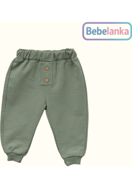 Erkek Çocuk %100 Pamuklu Baskılı Sweatshirt Eşofman Altı 2'li Takım Yeşil 466514 modelleri