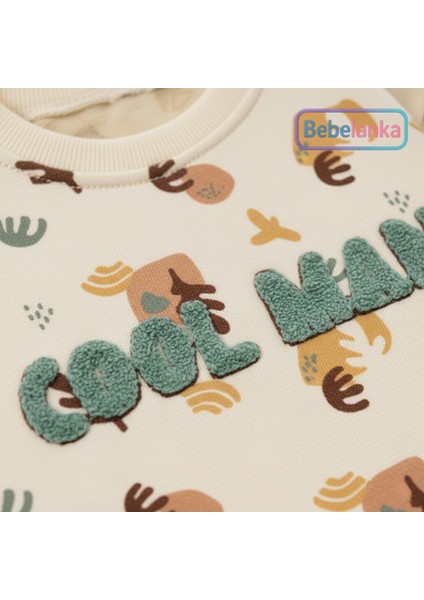 Erkek Çocuk %100 Pamuklu Baskılı Sweatshirt Eşofman Altı 2'li Takım Yeşil 466514 fırsatları