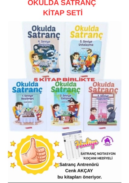 Okulda Satranç Kitap Seti (5 Kitap Birlikte + Notasyon Koçanı Hediyeli)