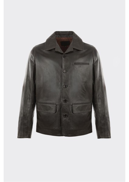 Kahve Deri Erkek Ceket