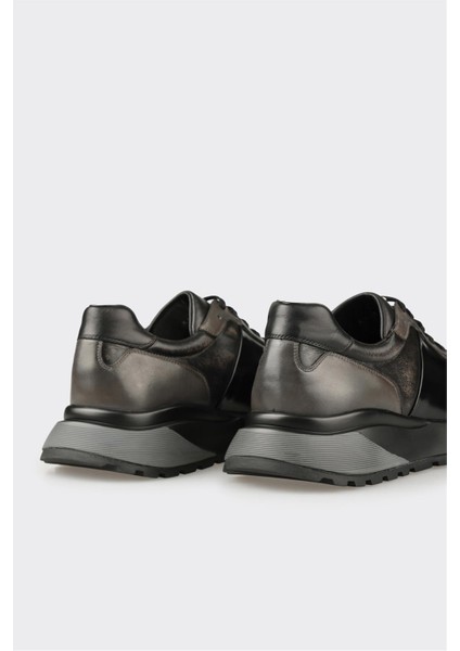 Siyah Deri Erkek Spor Ayakkabı indirimleri