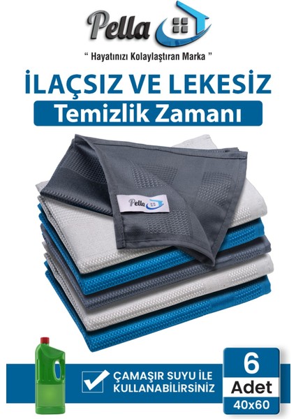 6 Lı Mikrofiber Temizlik Bezi, Cam, Araba Silme Bezi, Mutfak, Fiber Temizleme Bezi, 40X60 cm