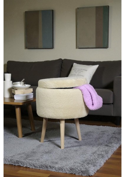 Valora Teddy Peluş Oval Sandıklı Puf – Ahşap Ayaklı Retro Dekoratif Bench modelleri