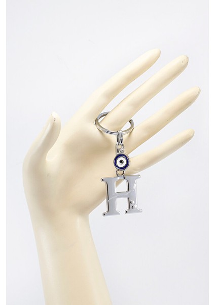 Minik Metal Nazar Boncuklu Gümüş Renkli Metal H Harfi Anahtarlık / Hediyelik Çanta Süsü indirimleri