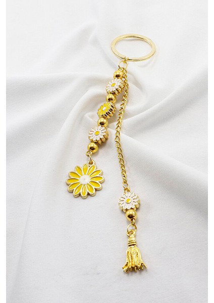 Sarı Papatyalı Salkım Anahtarlık, Hediyelik Çanta Süsü indirimleri