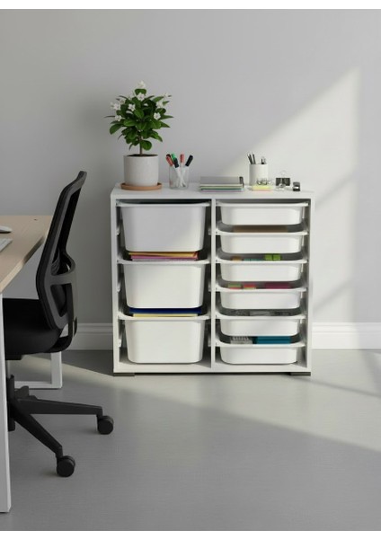 Carla 9 Sepetli Çok Amaçlı Ofis Dolabı Beyaz