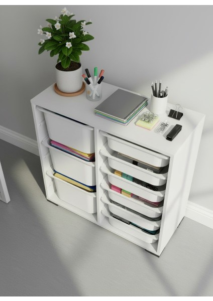 Carla 9 Sepetli Çok Amaçlı Ofis Dolabı Beyaz modelleri