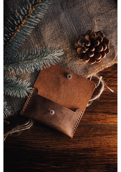 Rustic Snap %100 Hakiki Deri Kartlık – El Işçiliği Minimal Kartlık Cüzdan