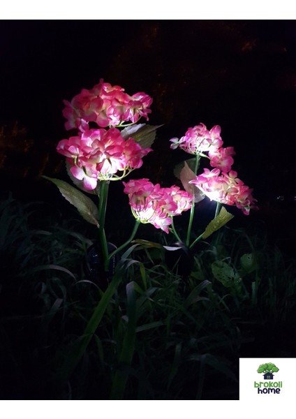 2 Adet Solar Güneş Enerjili Yapay Ortanca Çiçek Işık Peyzaj Bahçe Dekorasyon Aydınlatma Kazıklı LED