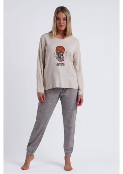 60094 Krem Pijama Takımı