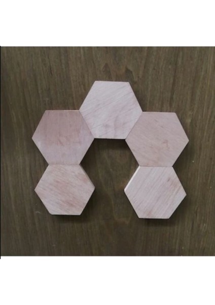 Kahverengi Ahşap Altıgen Seti, 6 Parça, Şık ve Doğal Dekorasyon Aksesuarı