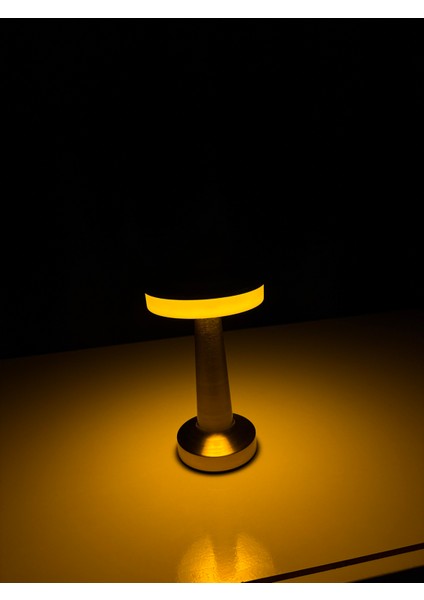 Mantar Masa Lambası Gold 3 Renkli Kablosuz Şarjlı Dekoratif Abajur USB Hediyeli fiyatları