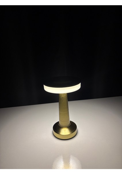 Mantar Masa Lambası Gold 3 Renkli Kablosuz Şarjlı Dekoratif Abajur USB Hediyeli modelleri