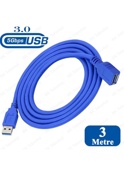 Yüksek Hızlı USB 3.0 Uzatma Kablosu Erkek - Dişi 3 Metre fiyatları