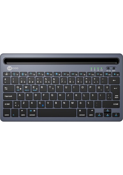 BK100 Kablosuz Bluetooth Çoklu Cihaz ile Uyumlu Şarj Edilebilir Türkçe Q Klavye Gri