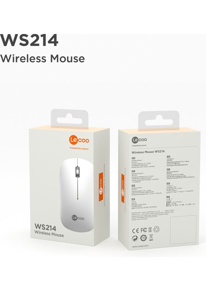 WS214 1200DPI Optik 3 Tuşlu Sağ ve Sol Elle Kullanıma Uygun Kablosuz Mouse Beyaz