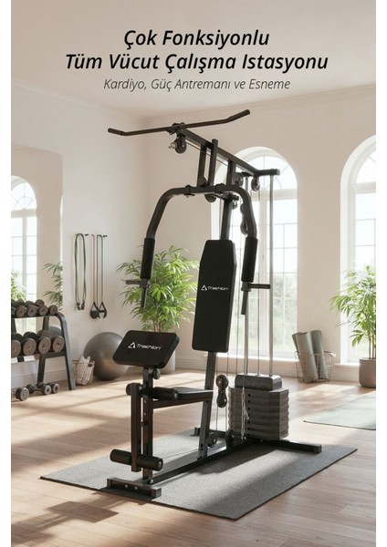T-221 Çok Fonksiyonlu Tüm Vücut Çalışma Istasyonu / 45 kg Ağırlık Plakası / Kardiyo - Güç - Esneme