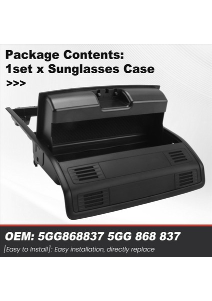5gg 868 837 Siyah Çatı Depolama Güneş Gözlüğü Kutu Güneş Cam Kılıf Gözlük Vw cc Golf E-Golf 5GG868837 (Yurt Dışından) modelleri