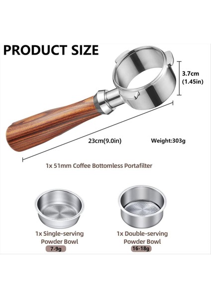 Dipsiz Portafilter 51 Mm, 3 Kulaklı Dipsiz Porta Filtre (Yurt Dışından) fiyatları