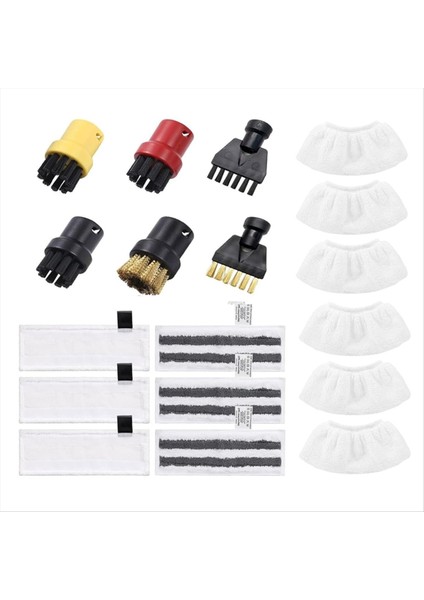 Buharlı Temizleyici, Mikrofiber Bez Seti ve Zemin Nozulu Yuvarlak Fırçalar (Yurt Dışından)