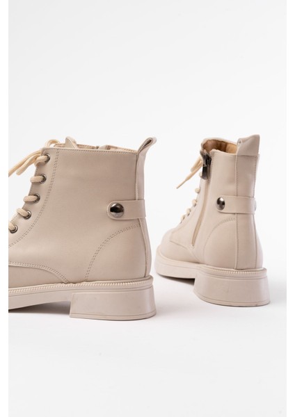 ZRİN-2003 Premium Bej Bağcıklı Fermuarlı Günlük Kadın Bot fırsatları