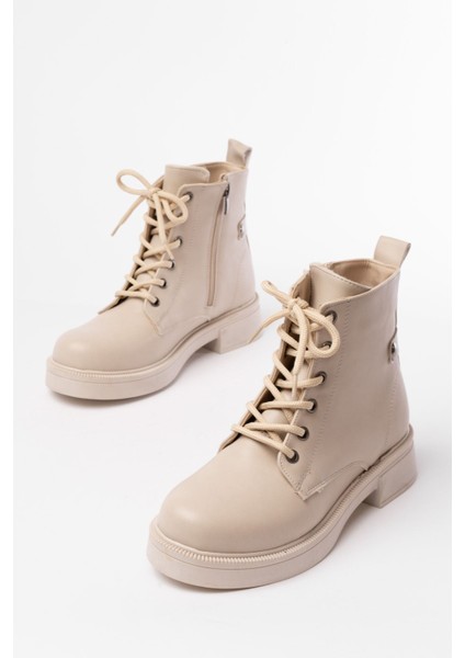 ZRİN-2003 Premium Bej Bağcıklı Fermuarlı Günlük Kadın Bot indirimleri