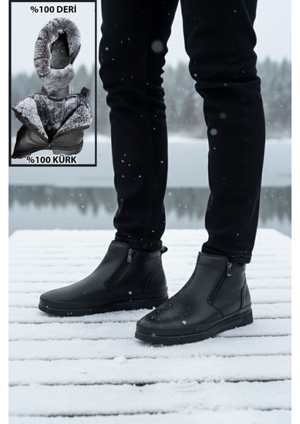 Çift Fermuarlı Içi Kürklü Hakiki Deri Erkek Bot fırsatları