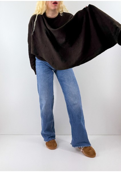 Atkılı Kahverengi Triko Kazak modelleri