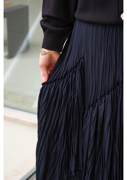 5475 Viola Parçalı Kırıştırma Etek fiyatları