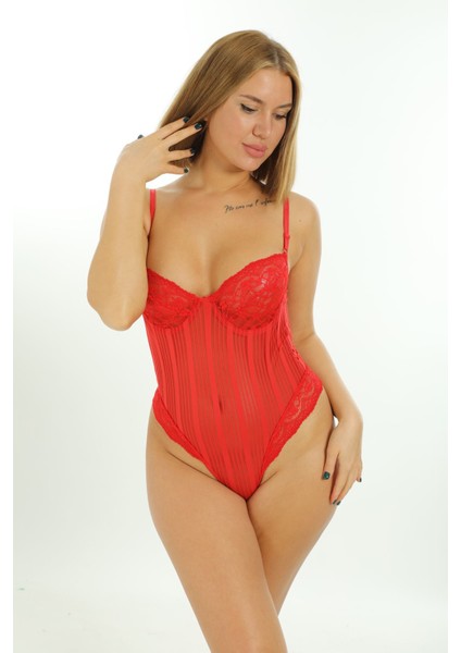 Kırmızı Çizgili Bodysuit - 878 fiyatları