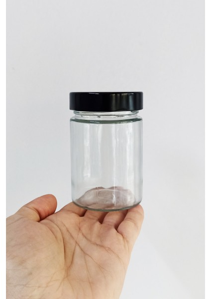 350 ml Kavanoz Siyah Derin Kapaklı 350 cc Şeffaf Reçel, Marmelat Cam Kavanoz Deep 1 Adet modelleri