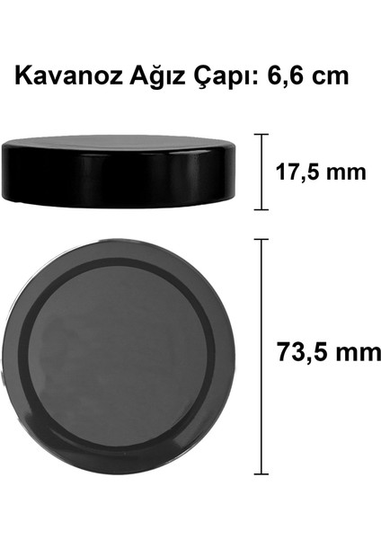 350 ml Kavanoz Siyah Derin Kapaklı 350 cc Şeffaf Reçel, Marmelat Cam Kavanoz Deep 1 Adet
